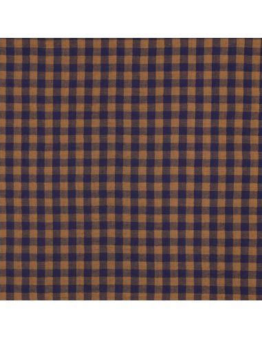 Tissu double gaze à carreaux double face fil teint - Bleu marine