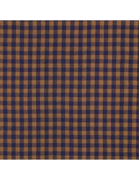 Tissu double gaze à carreaux double face fil teint - Bleu marine