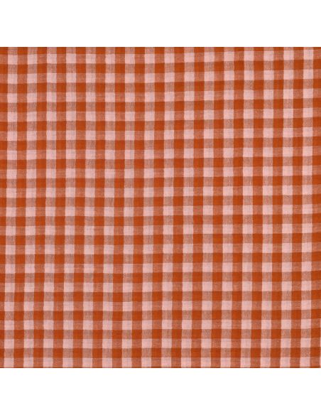 Tissu double gaze à carreaux double face fil teint - Rose