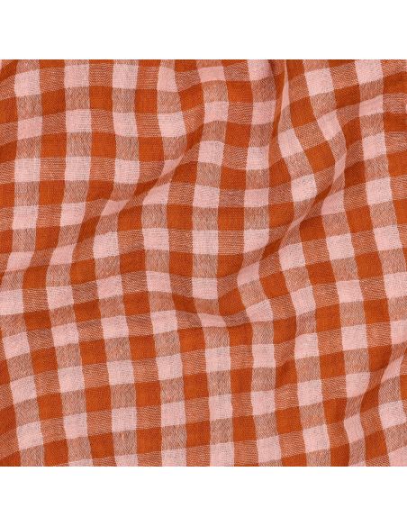 Tissu double gaze à carreaux double face fil teint - Rose