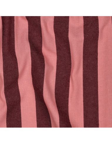 Tissu coton rayé fil teint - Aubergine