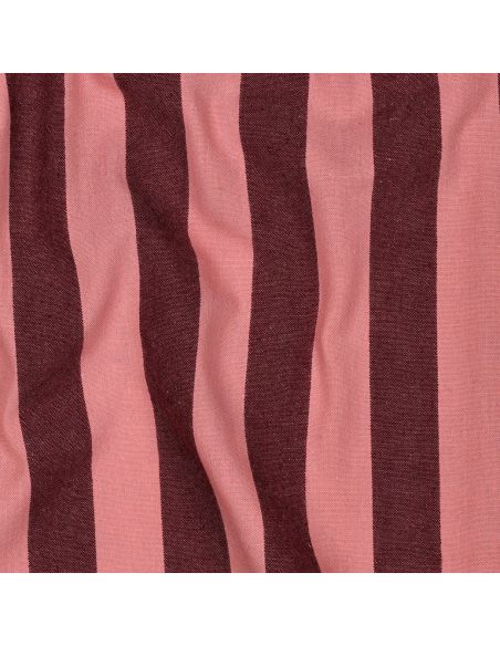 Tissu coton rayé fil teint - Aubergine