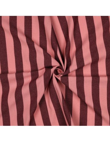 Tissu coton rayé fil teint - Aubergine