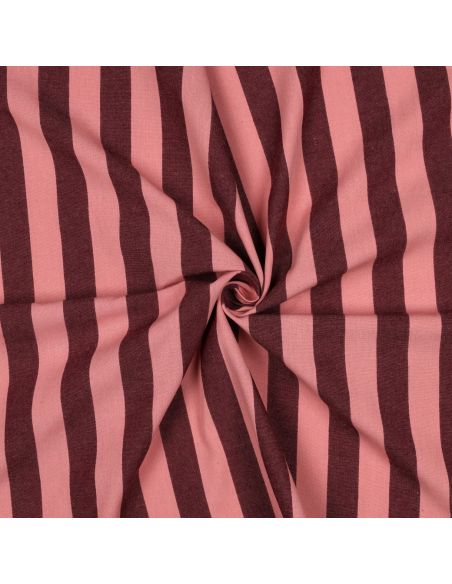 Tissu coton rayé fil teint - Aubergine