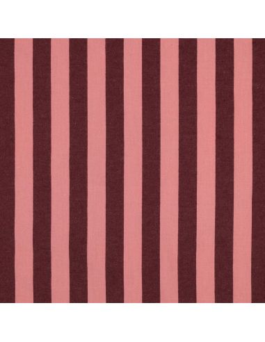 Tissu coton rayé fil teint - Aubergine