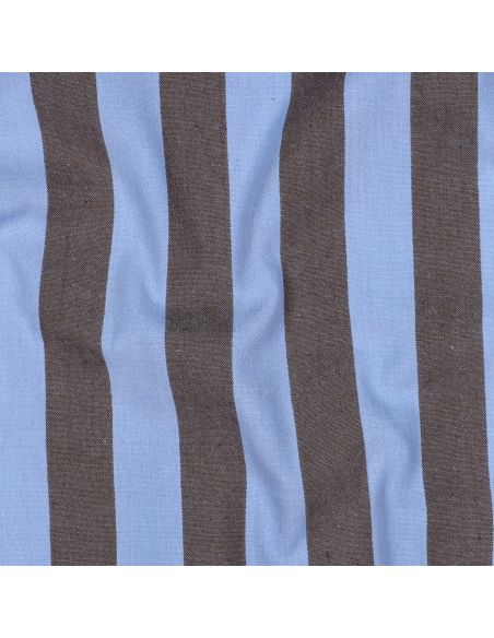 Tissu coton rayé fil teint - Bleu et brun