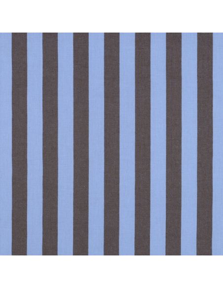 Tissu coton rayé fil teint - Bleu et brun
