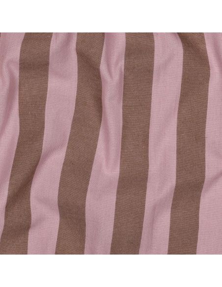 Tissu coton rayé fil teint - Rose clair et brun
