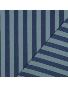Tissu coton rayé fil teint - Bleu et vert