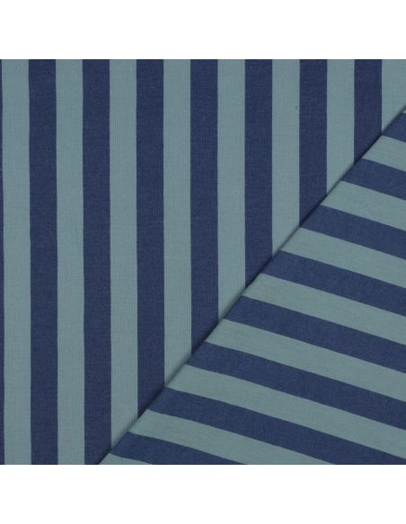 Tissu coton rayé fil teint - Bleu et vert
