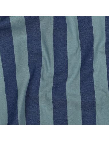 Tissu coton rayé fil teint - Bleu et vert