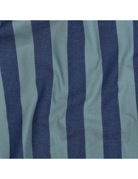 Tissu coton rayé fil teint - Bleu et vert