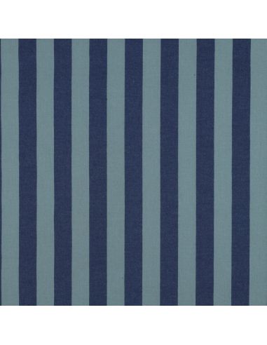 Tissu coton rayé fil teint - Bleu et vert