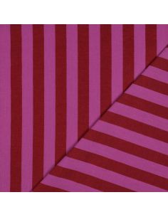 Tissu coton rayé fil teint - Rouge et Fuchsia