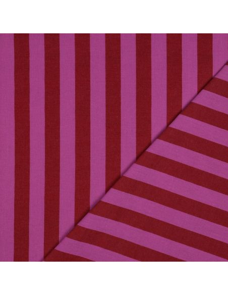 Tissu coton rayé fil teint - Rouge et Fuchsia