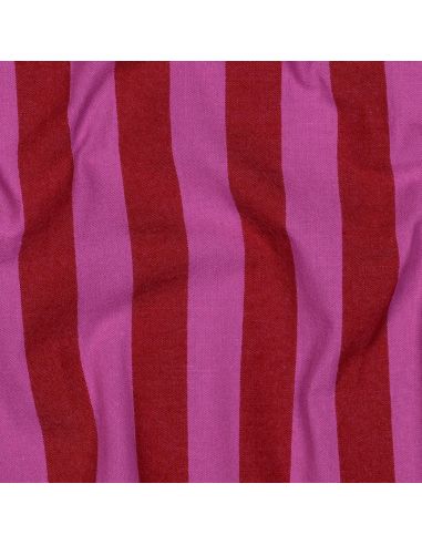 Tissu coton rayé fil teint - Rouge et Fuchsia
