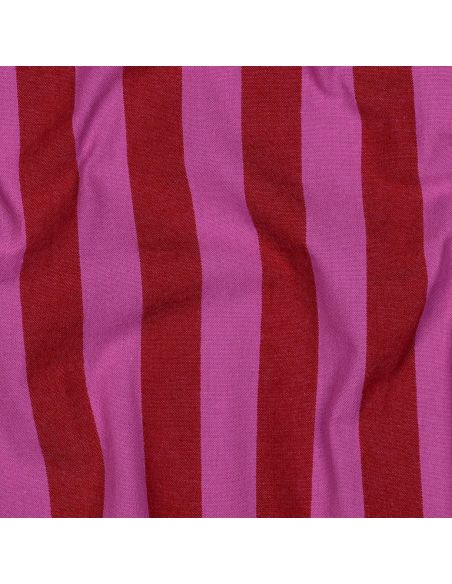Tissu coton rayé fil teint - Rouge et Fuchsia