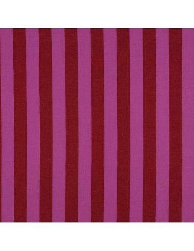 Tissu coton rayé fil teint - Rouge et Fuchsia