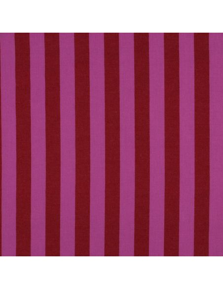 Tissu coton rayé fil teint - Rouge et Fuchsia