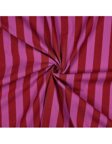 Tissu coton rayé fil teint - Rouge et Fuchsia