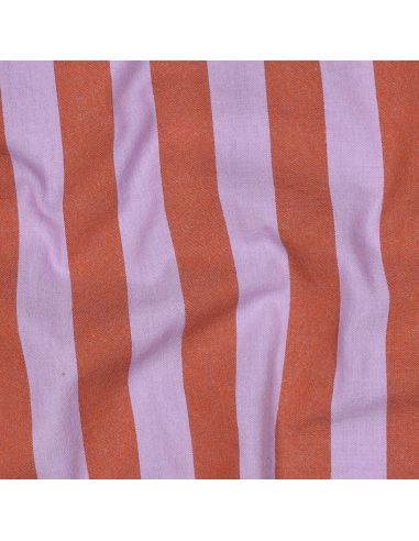 Tissu coton rayé fil teint - Lavande et orange
