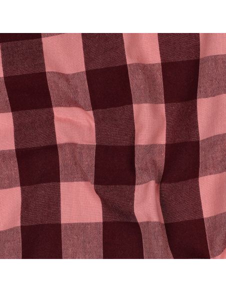 Tissu coton à carreaux fil teint - Aubergine