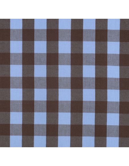 Tissu coton à carreaux fil teint - Bleu et brun