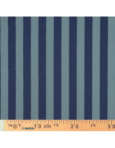 Tissu coton rayé fil teint - Bleu et vert