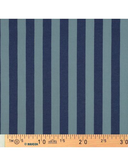 Tissu coton rayé fil teint - Bleu et vert