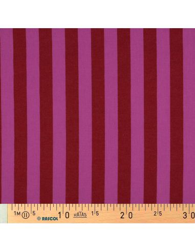 Tissu coton rayé fil teint - Rouge et Fuchsia