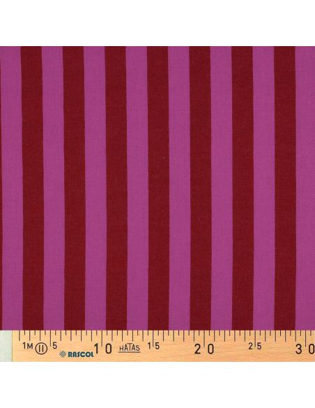 Tissu coton rayé fil teint - Rouge et Fuchsia