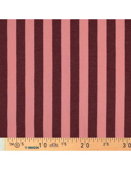 Tissu coton rayé fil teint - Aubergine