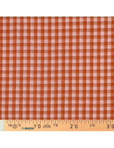 Tissu double gaze à carreaux double face fil teint - Rose