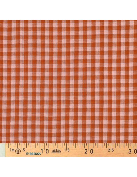 Tissu double gaze à carreaux double face fil teint - Rose