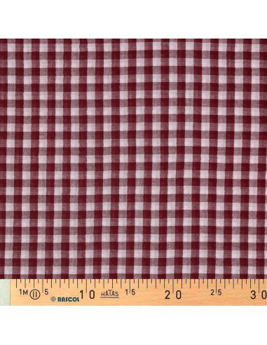 Tissu double gaze à carreaux double face fil teint - Bordeaux