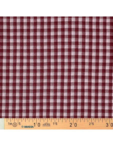 Tissu double gaze à carreaux double face fil teint - Bordeaux