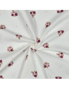 Tissu flanelle fleurs - Blanc cassé