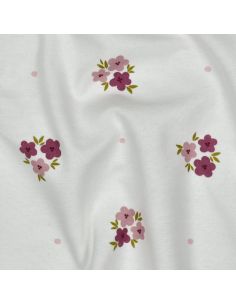 Tissu flanelle fleurs - Blanc cassé 2