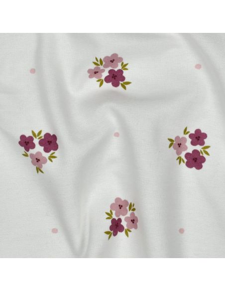 Tissu flanelle fleurs - Blanc cassé