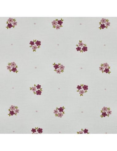 Tissu flanelle fleurs - Blanc cassé