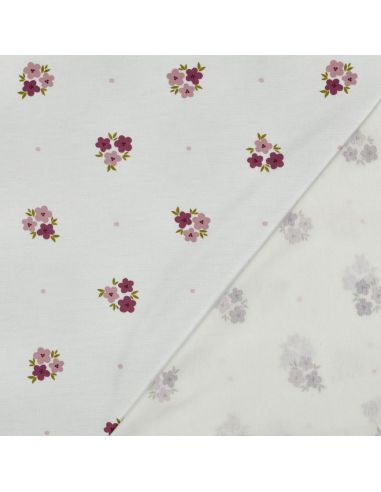 Tissu flanelle fleurs - Blanc cassé