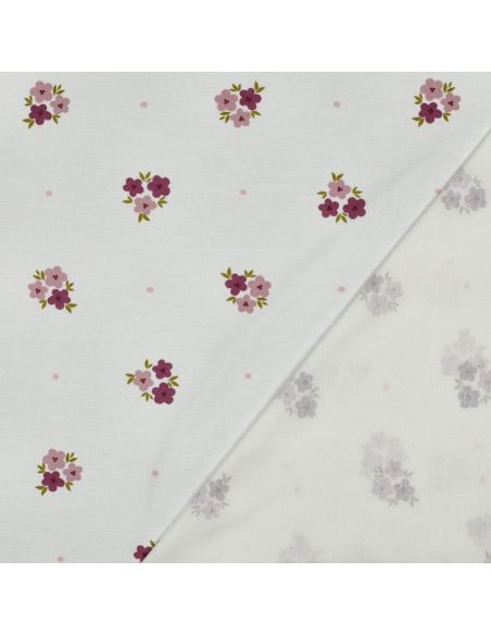 Tissu flanelle fleurs - Blanc cassé