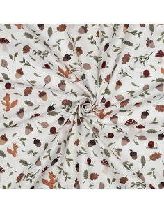 Tissu popeline de coton d'automne - Blanc cassé