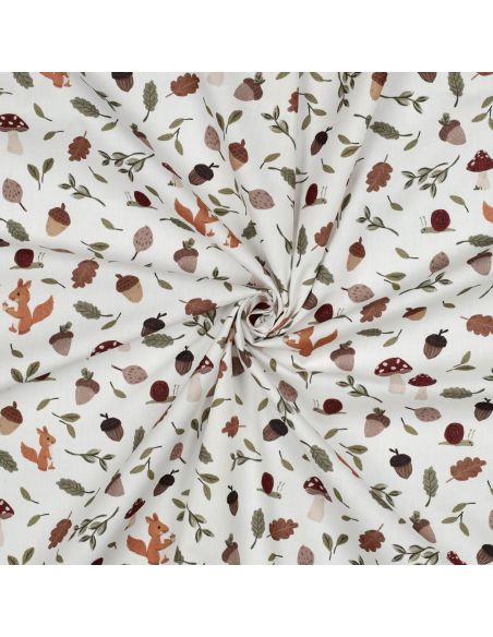 Tissu popeline de coton d'automne - Blanc cassé