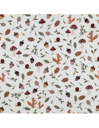 Tissu popeline de coton d'automne - Blanc cassé