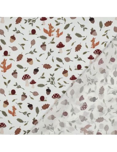 Tissu popeline de coton d'automne - Blanc cassé