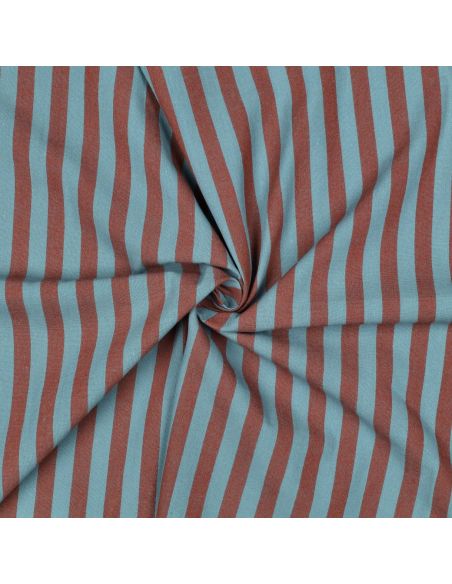 Tissu coton rayé fil teint Noémie - Brun