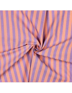 Tissu coton rayé fil teint Noémie - Pêche