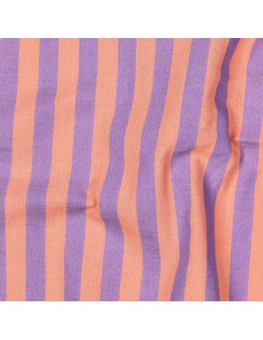 Tissu coton rayé fil teint Noémie - Pêche