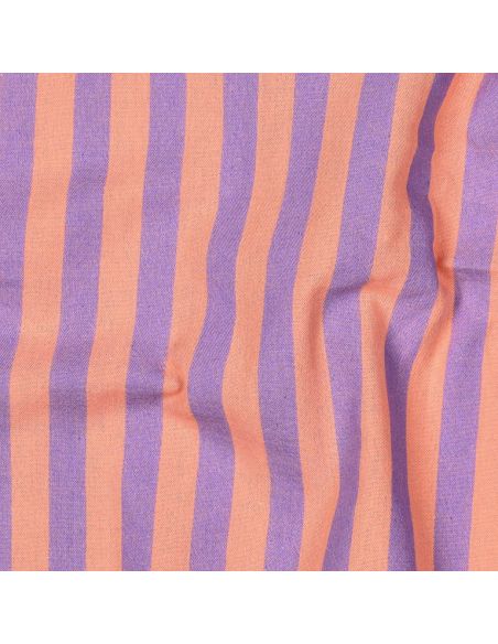 Tissu coton rayé fil teint Noémie - Pêche